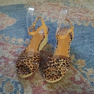 Cole haan nike calf hair animal print wedge heels